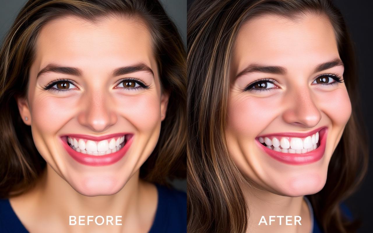 Antes y después de tratamiento dental